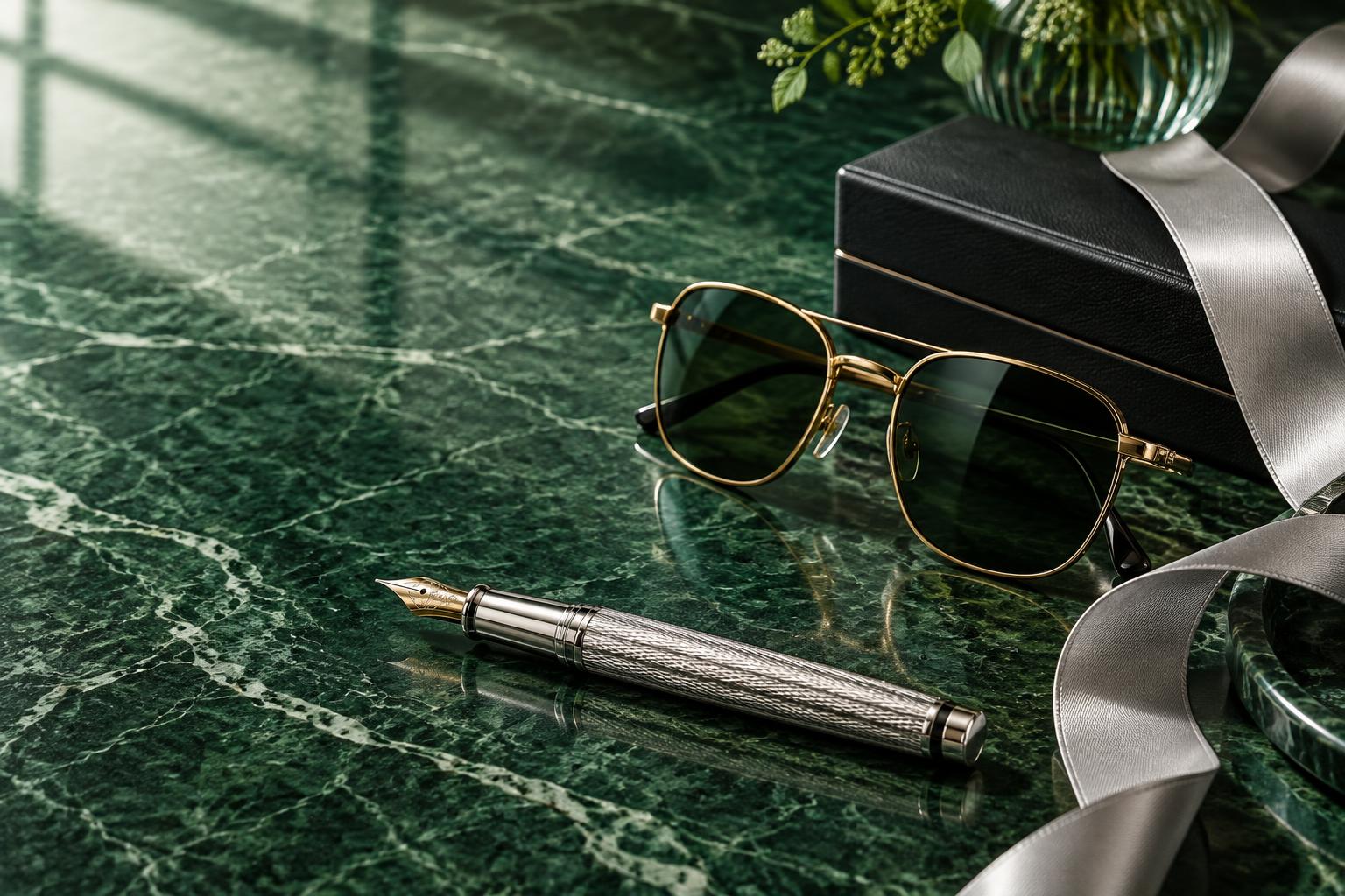 Collection de stylos et lunettes Élégance